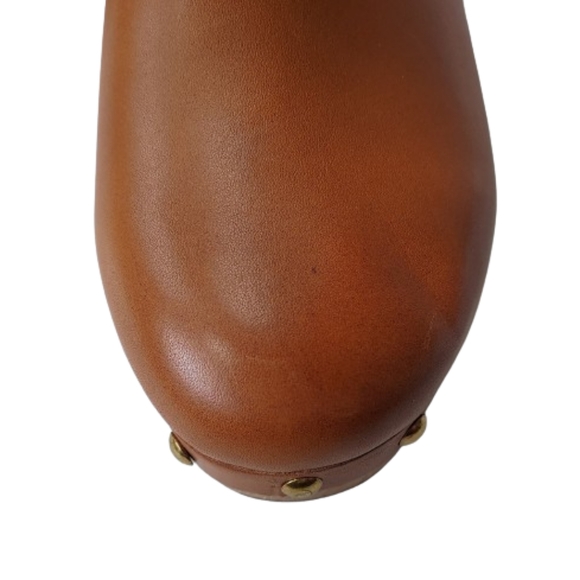 J. Crew Leather Slip On Mule Clog Shoe Size 6.5 #BA188 Rich Oak - Picture 9 of 14